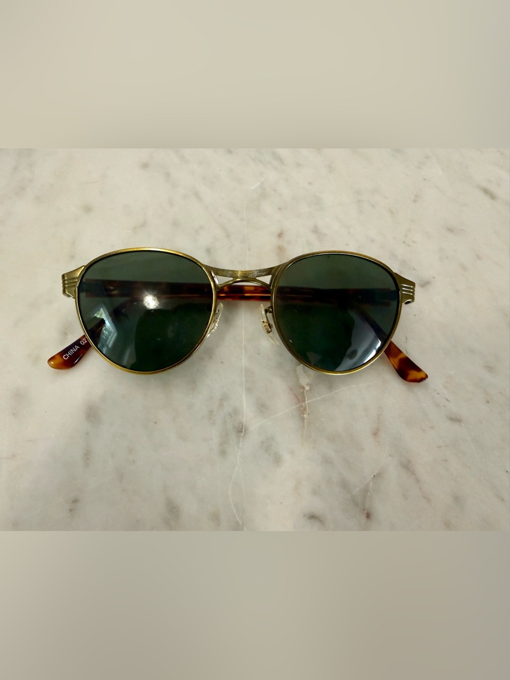 Vtg Round Similar to Ray-Ban Bausch & Lomb W2108 Arista Sunglasses Gold Tortoise